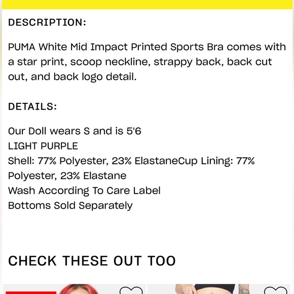 Puma Mid Impact Printed Sports Bra Sz M - Picture 5 of 5